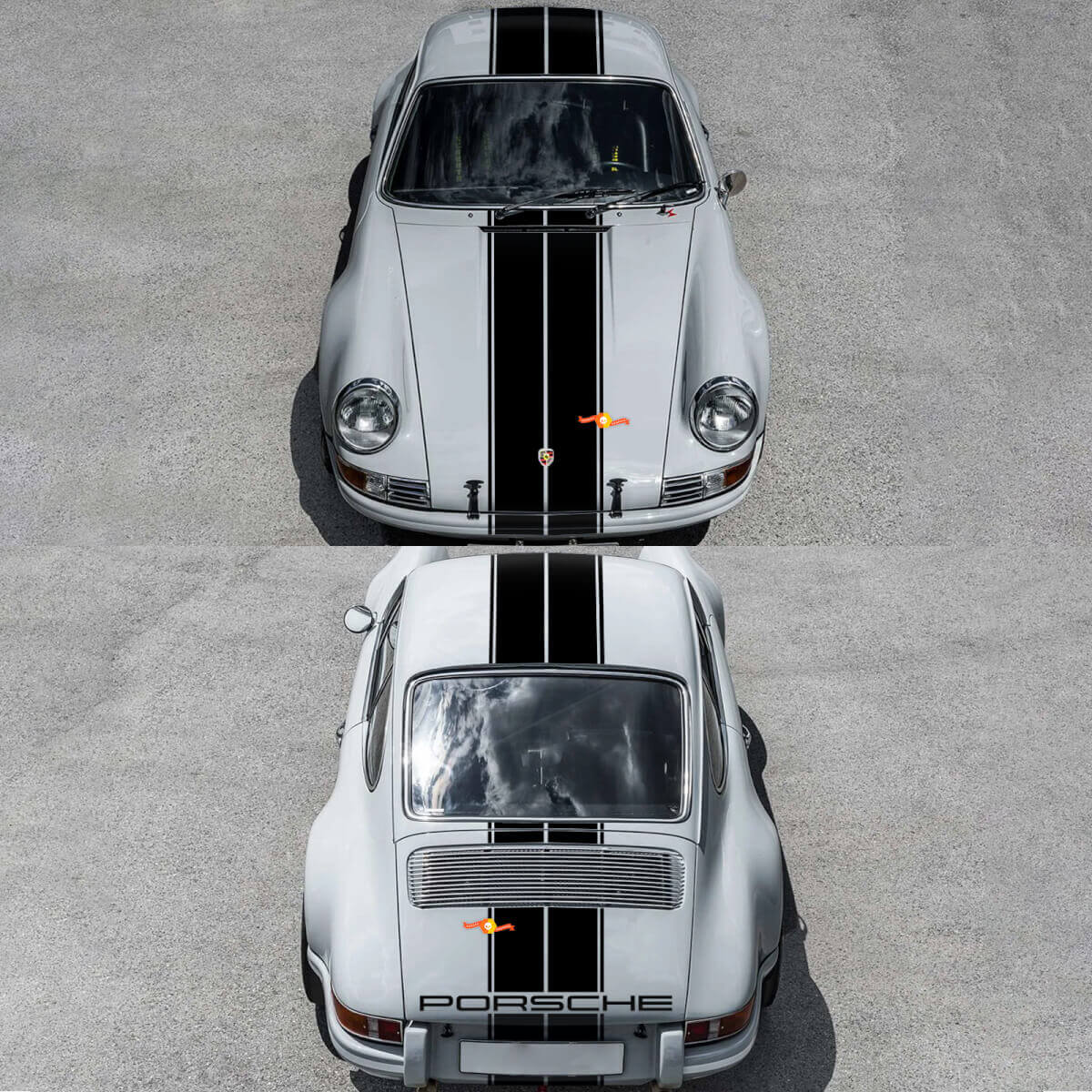 Kit d'autocollants en vinyle bande de course centrale pour Porsche 911 ST 1970