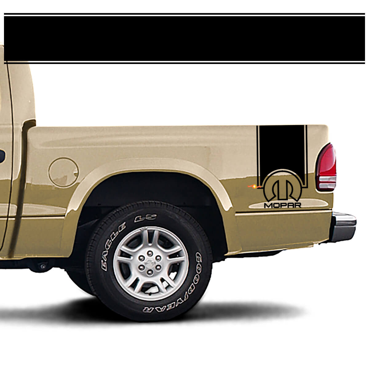 Autocollant de décalque de couvre-lit de bande latérale arrière Mopar s'adapte à Dodge Dakota