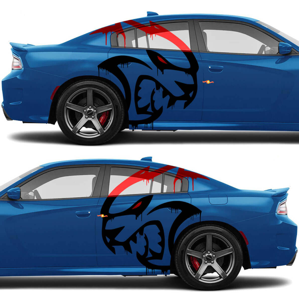 Kit de décalcomanies vinyle latérales Blood Hellcat pour Dodge Challenger ou Charger