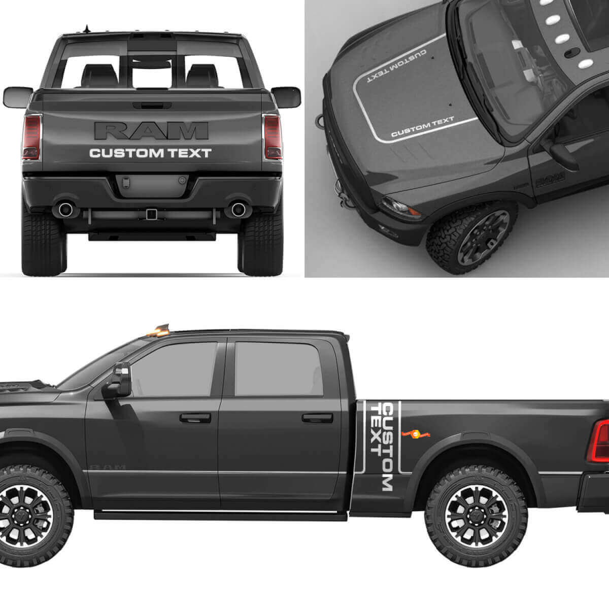 Kit complet de lettrage personnalisé en vinyle pour Dodge Ram Power Wagon