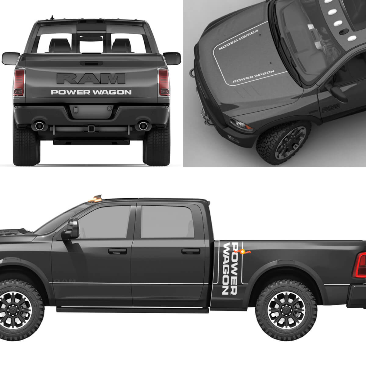 Kit complet Autocollant latéral graphique Power Wagon Bande pour Dodge Ram 1500
