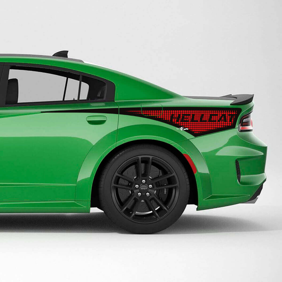 Autocollant vinyle perforé à points Hellcat pour le flanc arrière de Dodge Charger