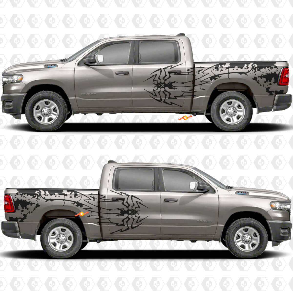 Kit de décalcomanies latérales en vinyle Araignée et éclaboussures pour Dodge Ram 1500