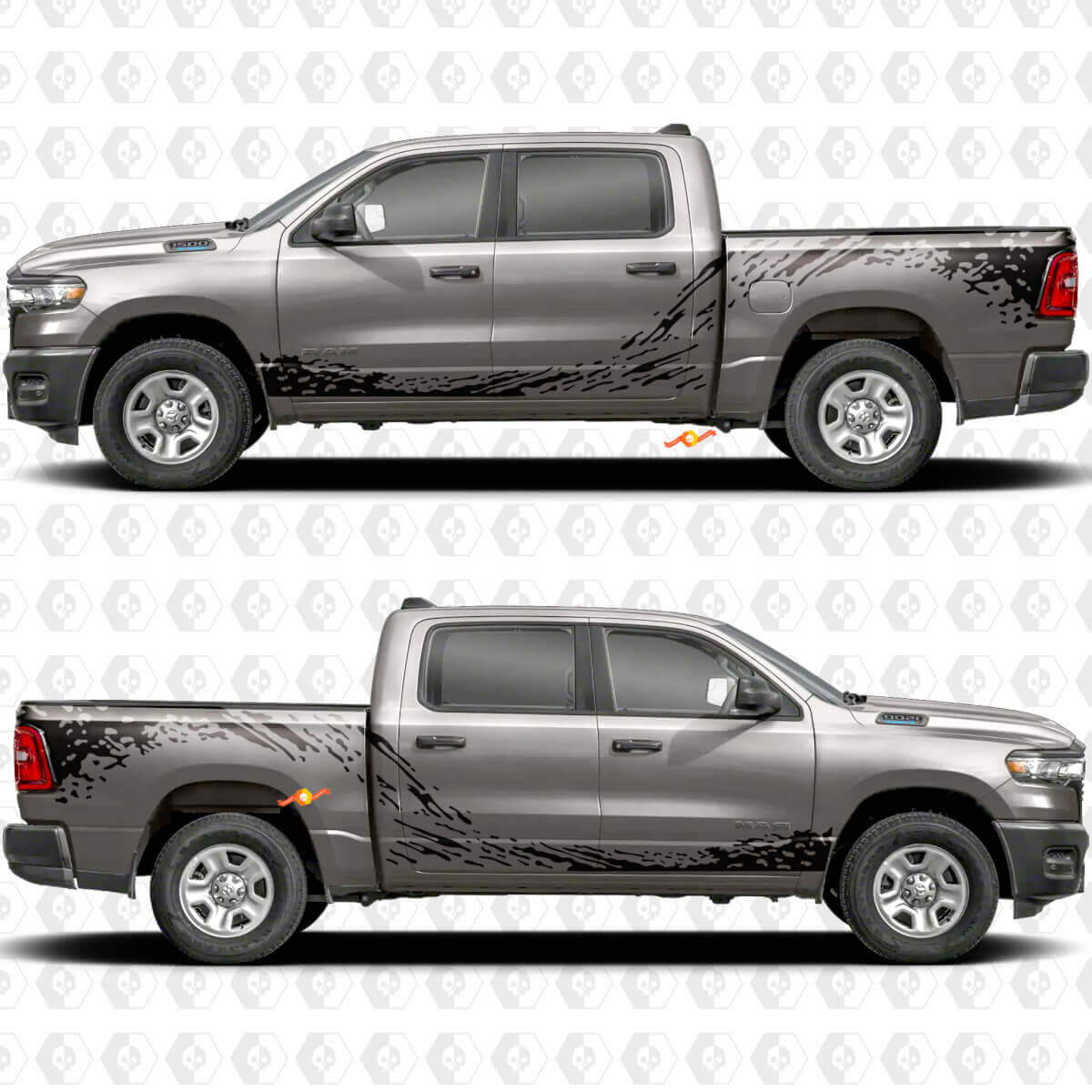 Kit d'autocollants vinyle de graphiques éclaboussures de boue pour flancs de Dodge RAM 1500