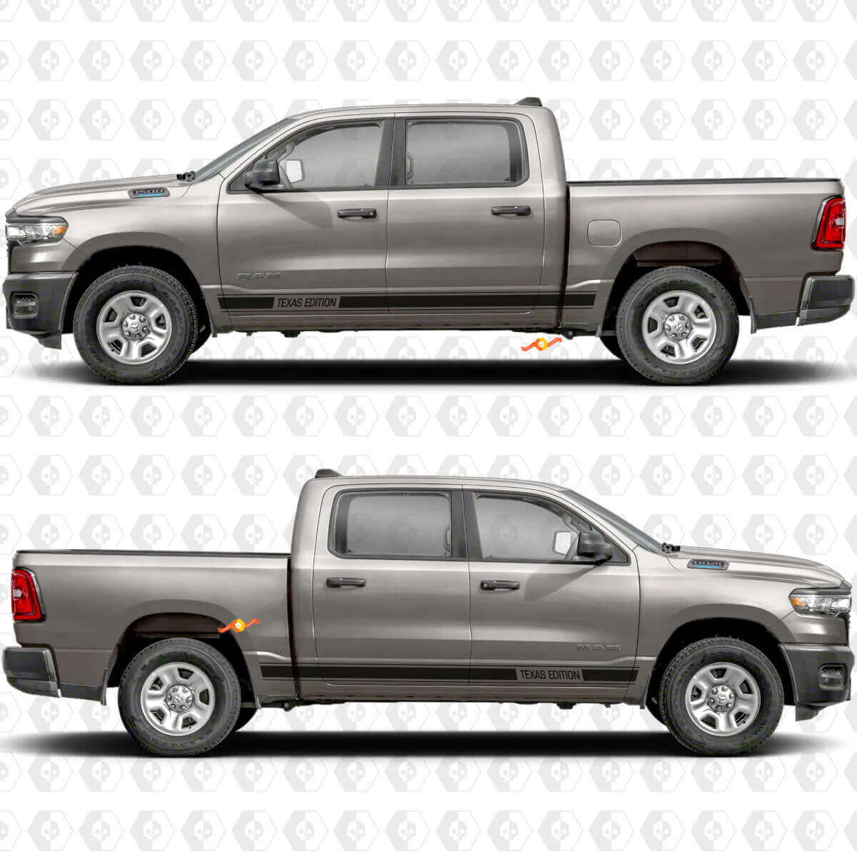 Autocollants Décalcomanies Graphiques Personnalisés Bandes Latérales de Bas de Caisse Performance pour Portes pour Dodge RAM 1500 3 pièces