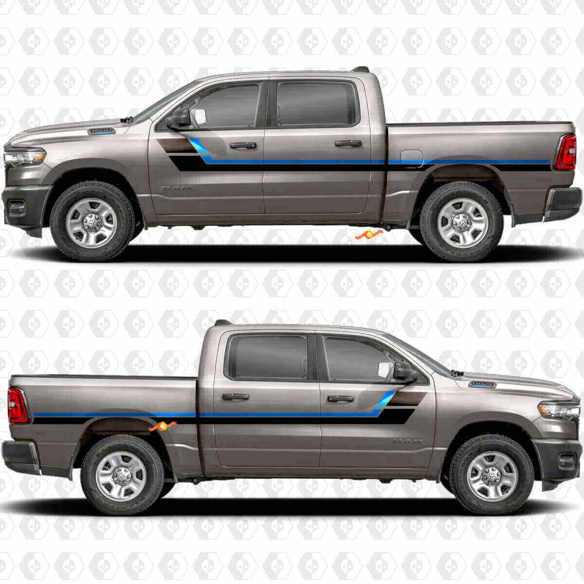 Kit d'autocollants vinyle bandes latérales style rétro pour Dodge Ram 1500