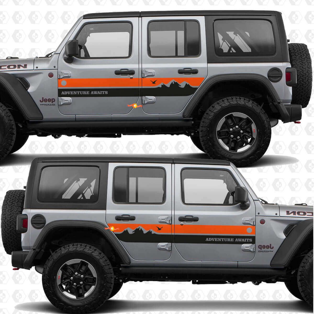 Kit de décalcomanies vinyle bandes latérales style montagne pour Jeep Wrangler