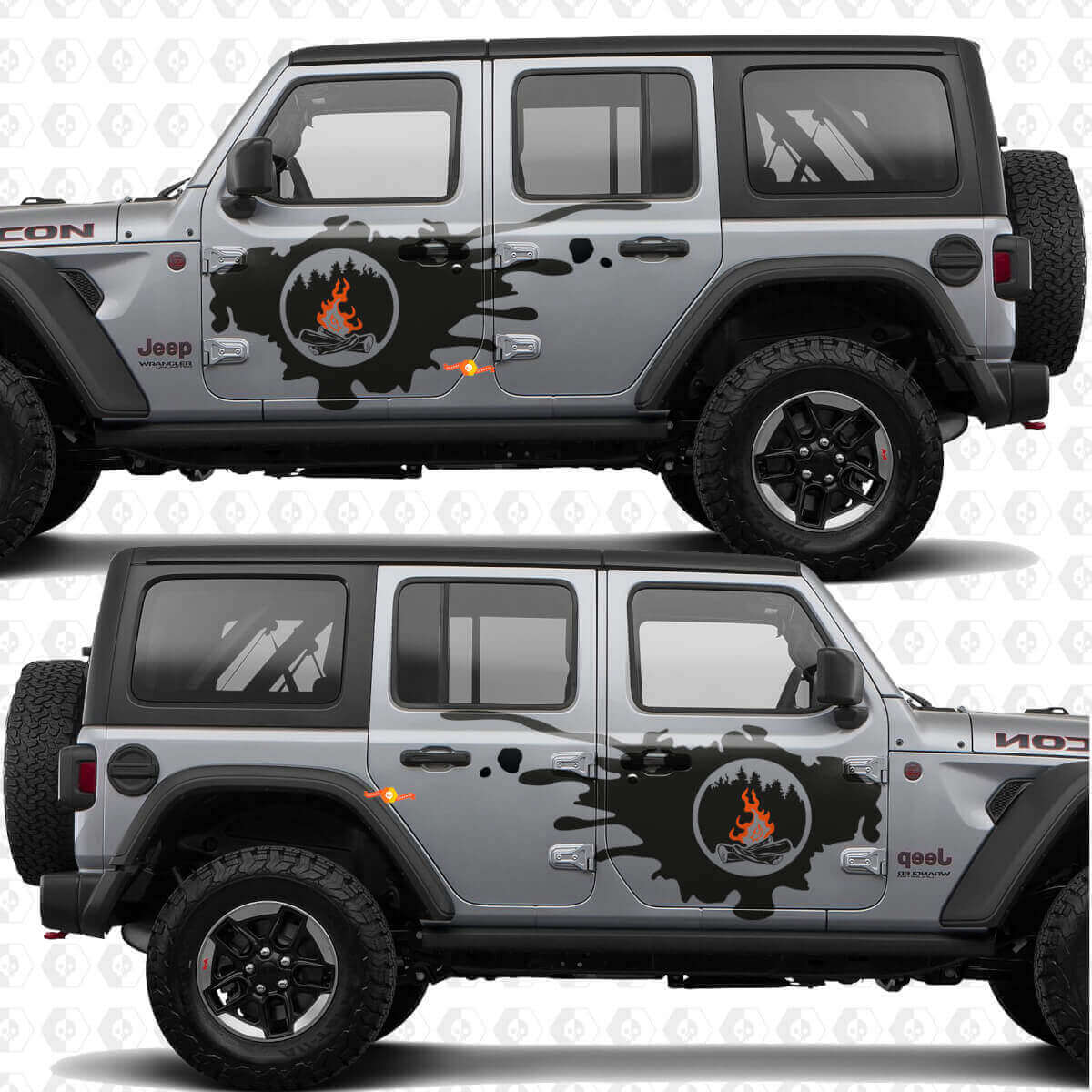Kit d'autocollants en vinyle pour porte latérale de Jeep Wrangler Campfire