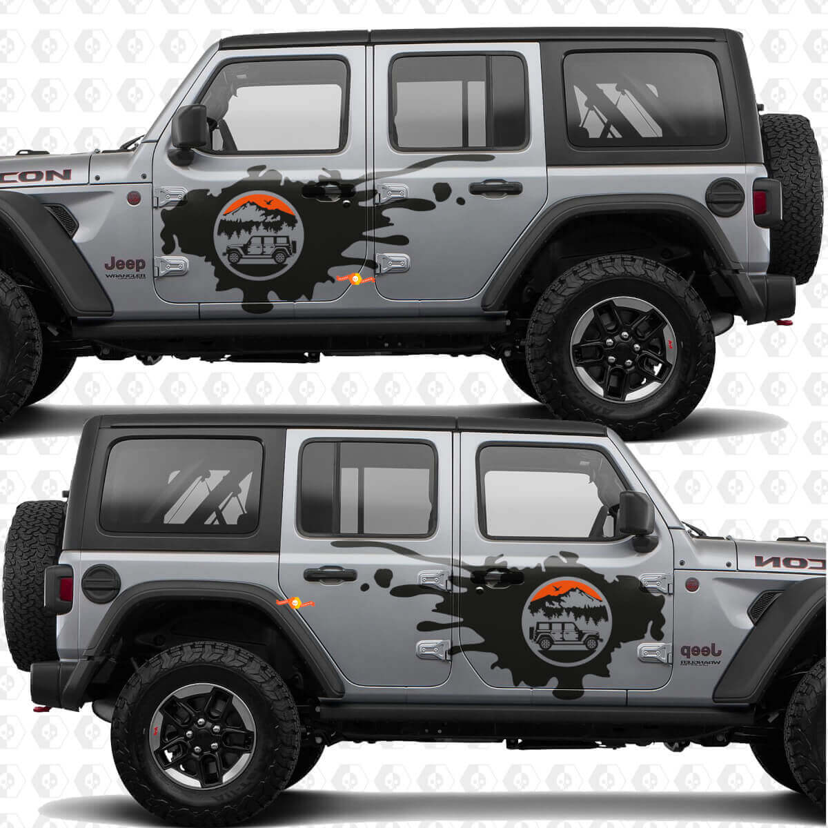 Autocollant Vinyle Mountains Nature Overland Side pour Jeep Wrangler