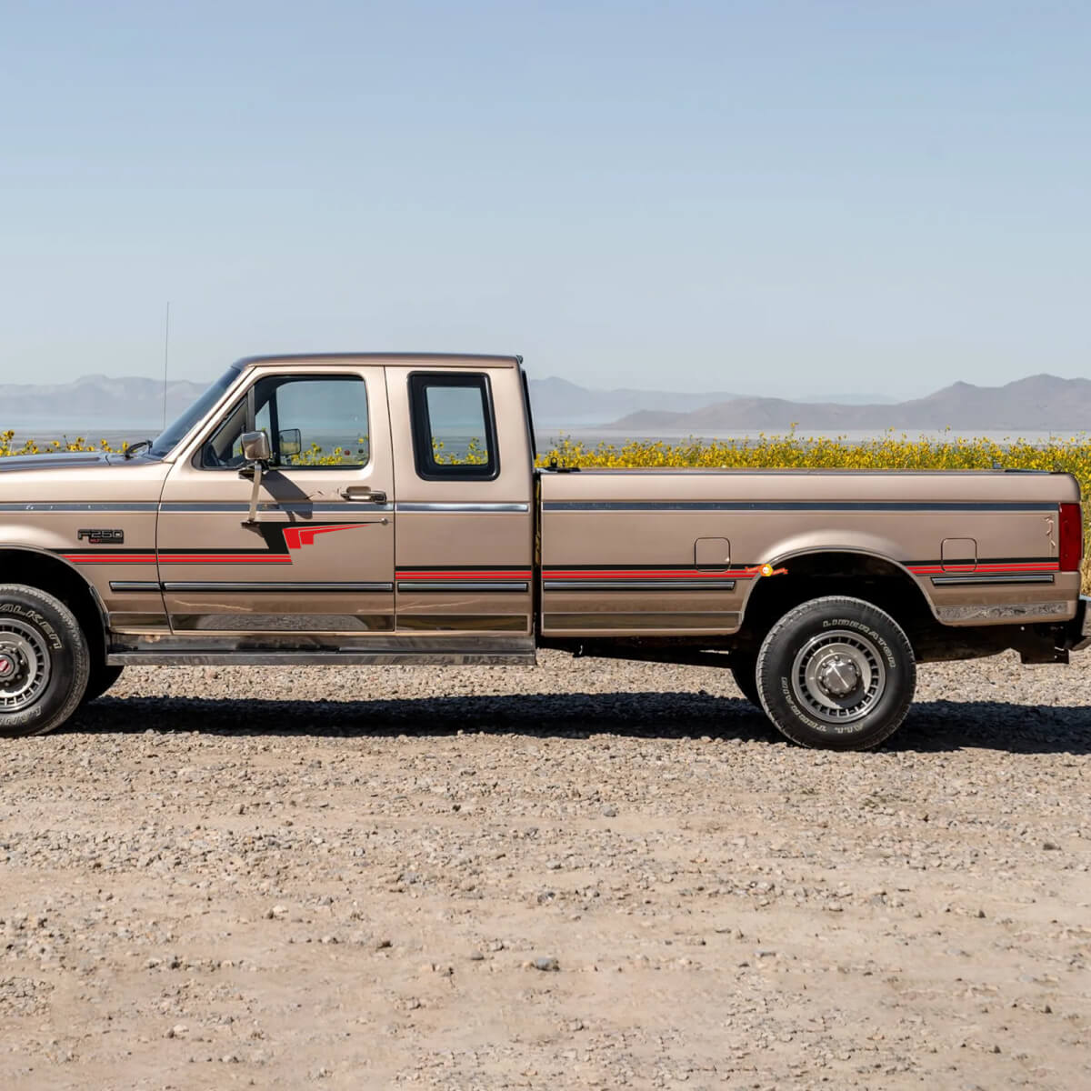 Kit d'autocollants bandes rétro à liseré - Jeu d'autocollants en vinyle pour côtés de caisse, graphiques latéraux pour Ford F250 1992 Super Cab