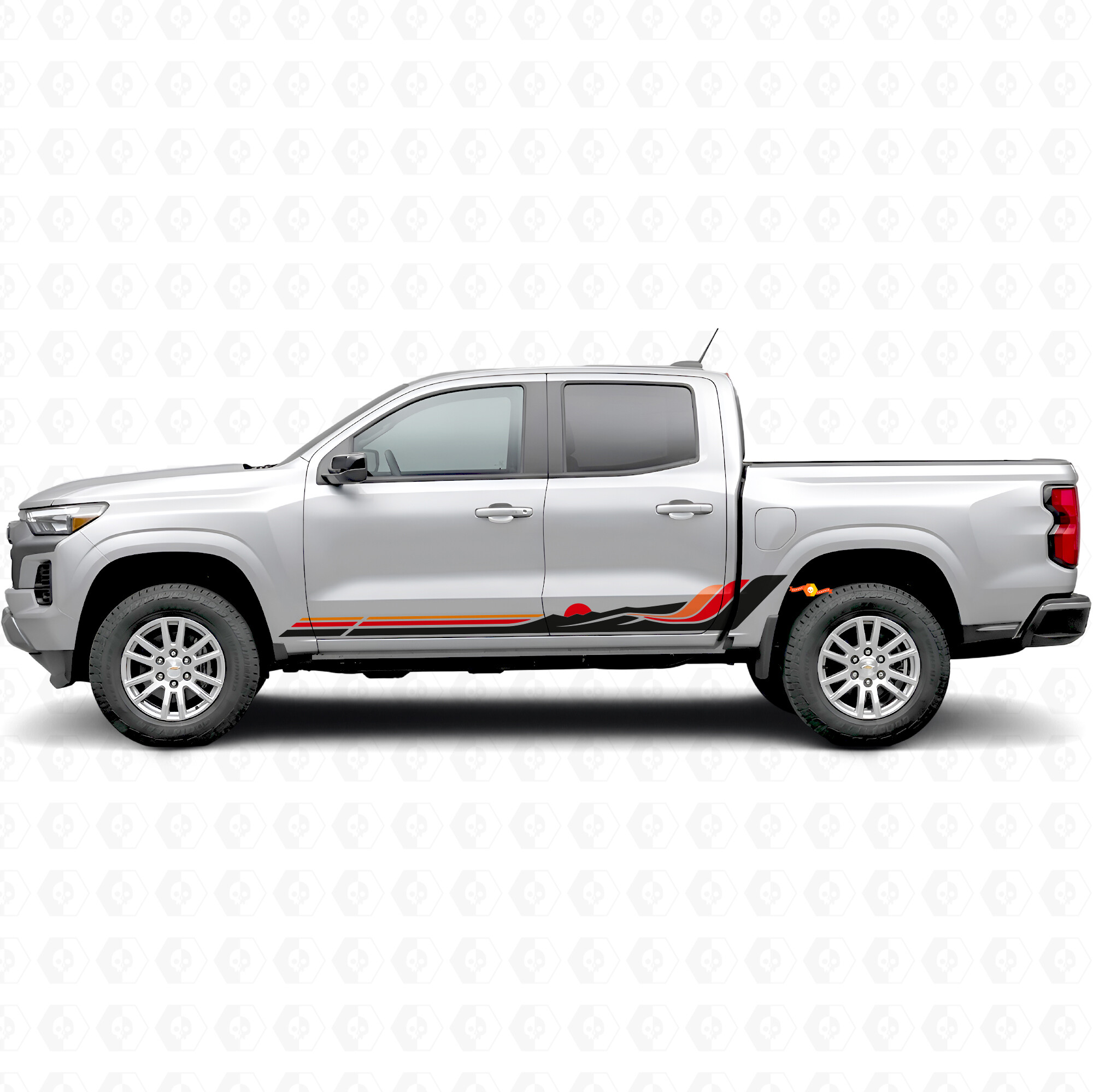 Bandes en vinyle rétro en forme d’onde montagneuse pour portes & jupes latérales Chevrolet Colorado 3e génération 2023-2026