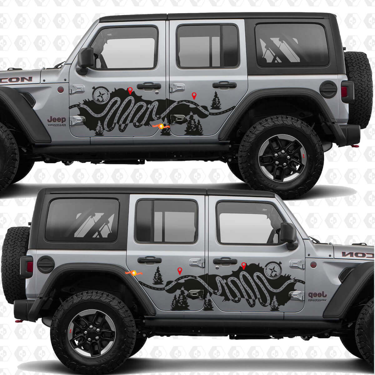 Autocollant Vinyle Décalcomanie Boussole Carte de Randonnée Nature pour Jeep Wrangler
