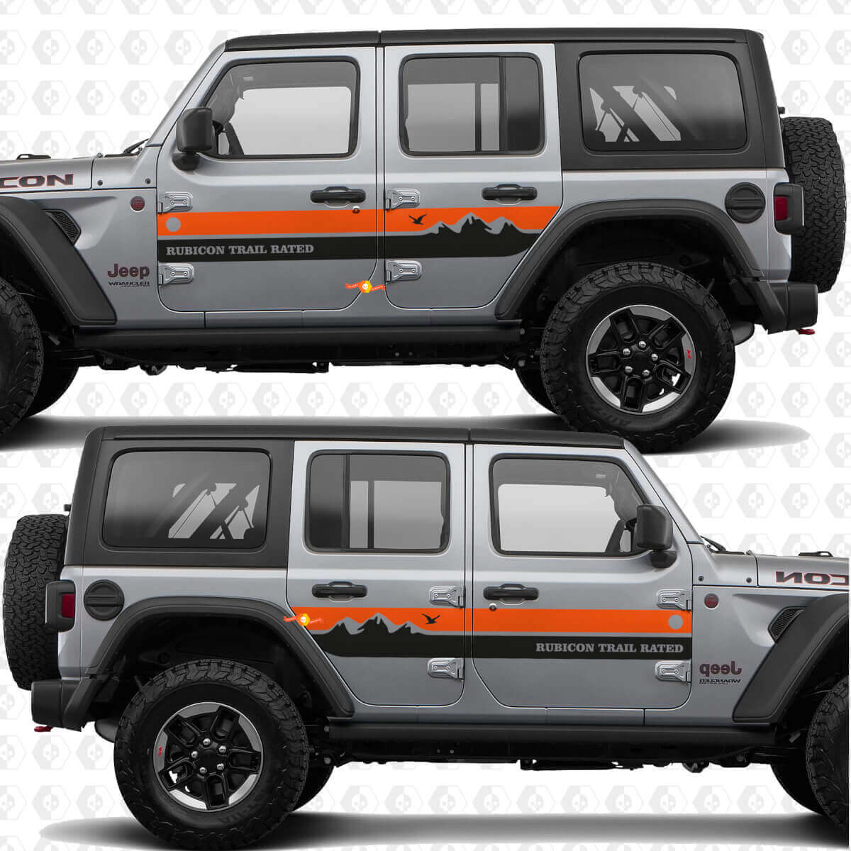 Autocollant vinyle personnalisé rayures montagnes côtés portes convient pour Jeep Wrangler