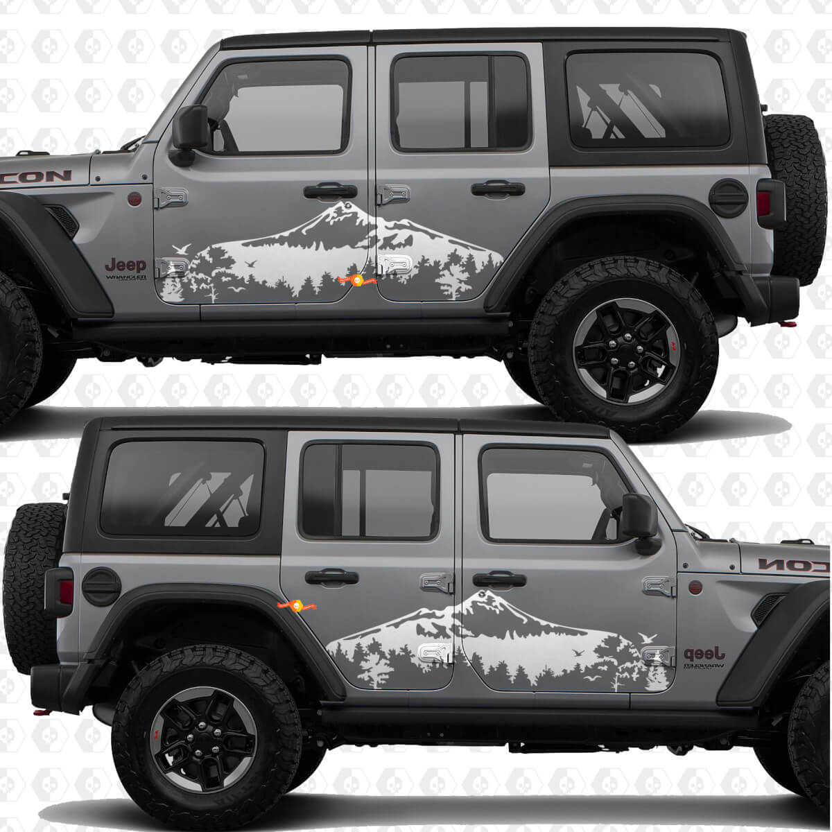 Décalcomanie autocollante en vinyle portes latérales paysage nature montagnes compatible Jeep Wrangler
