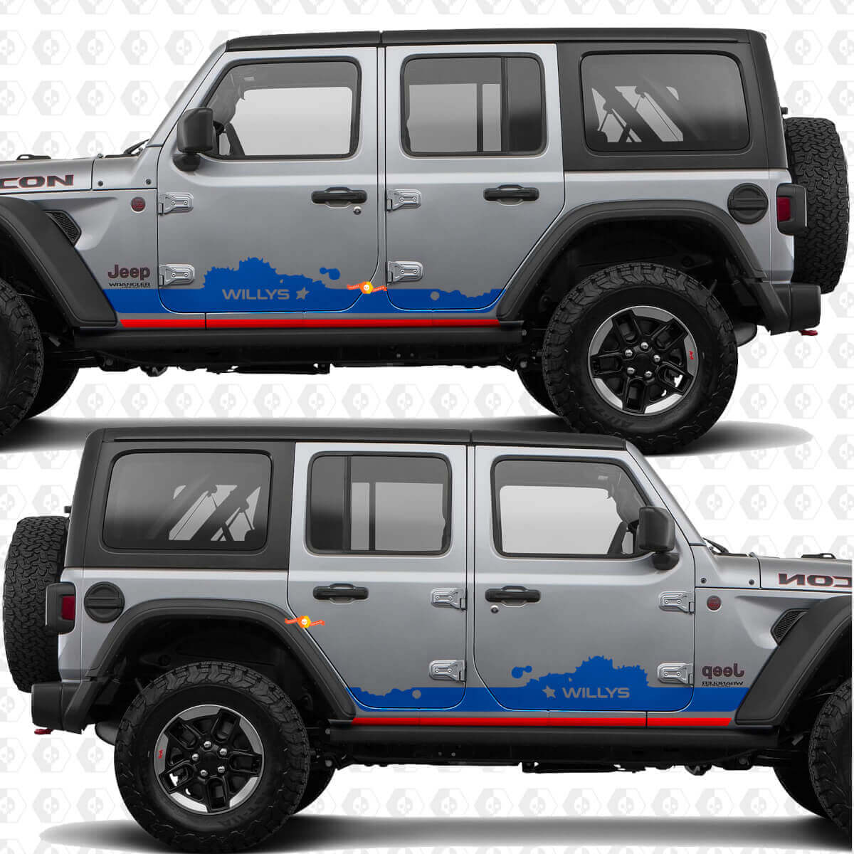 Autocollant vinyle personnalisé pour portes latérales compatible Jeep Wrangler Jeep Wrangler Willys