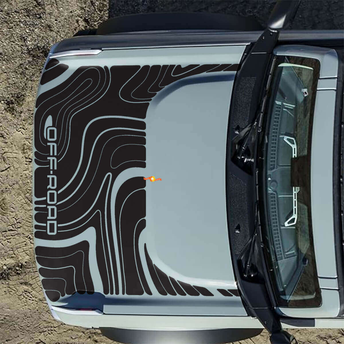 Autocollant Vinyle Graphique Capot Tout-Terrain Topographique 2 pour Musclecar horse