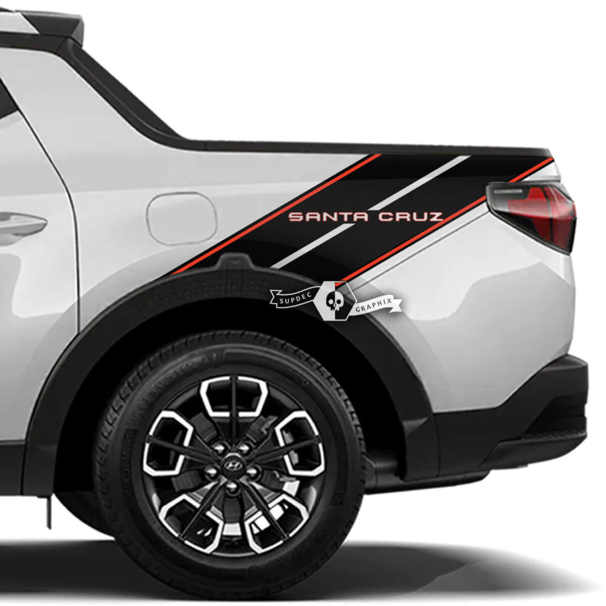 Kit d'autocollants vinyle à bandes doubles pour garde-boue arrière pour Hyundai Santa Cruz