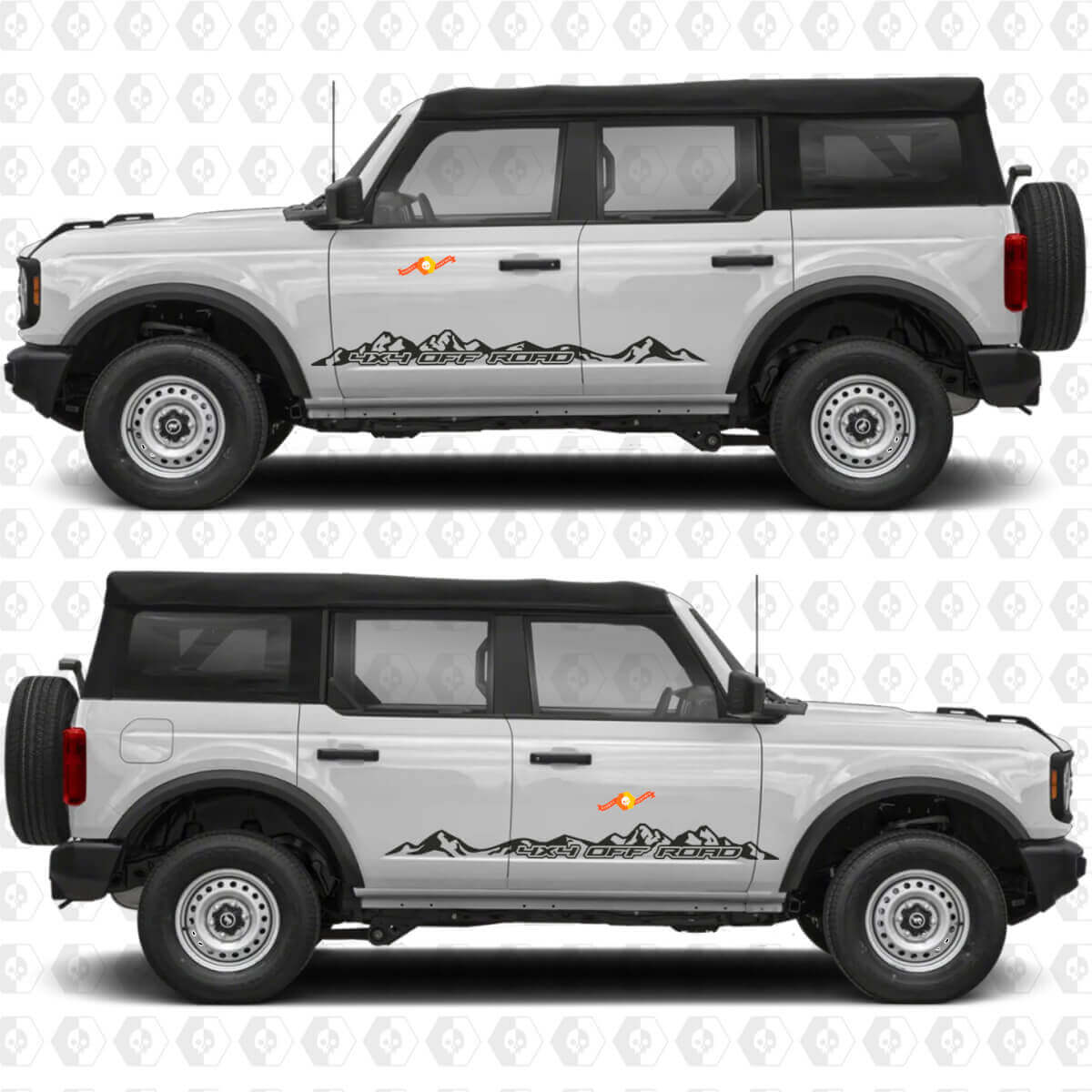 4x4 Hors Route Montagne Portes Latérales Graphiques Autocollant Vinyle compatible avec Ford Bronco