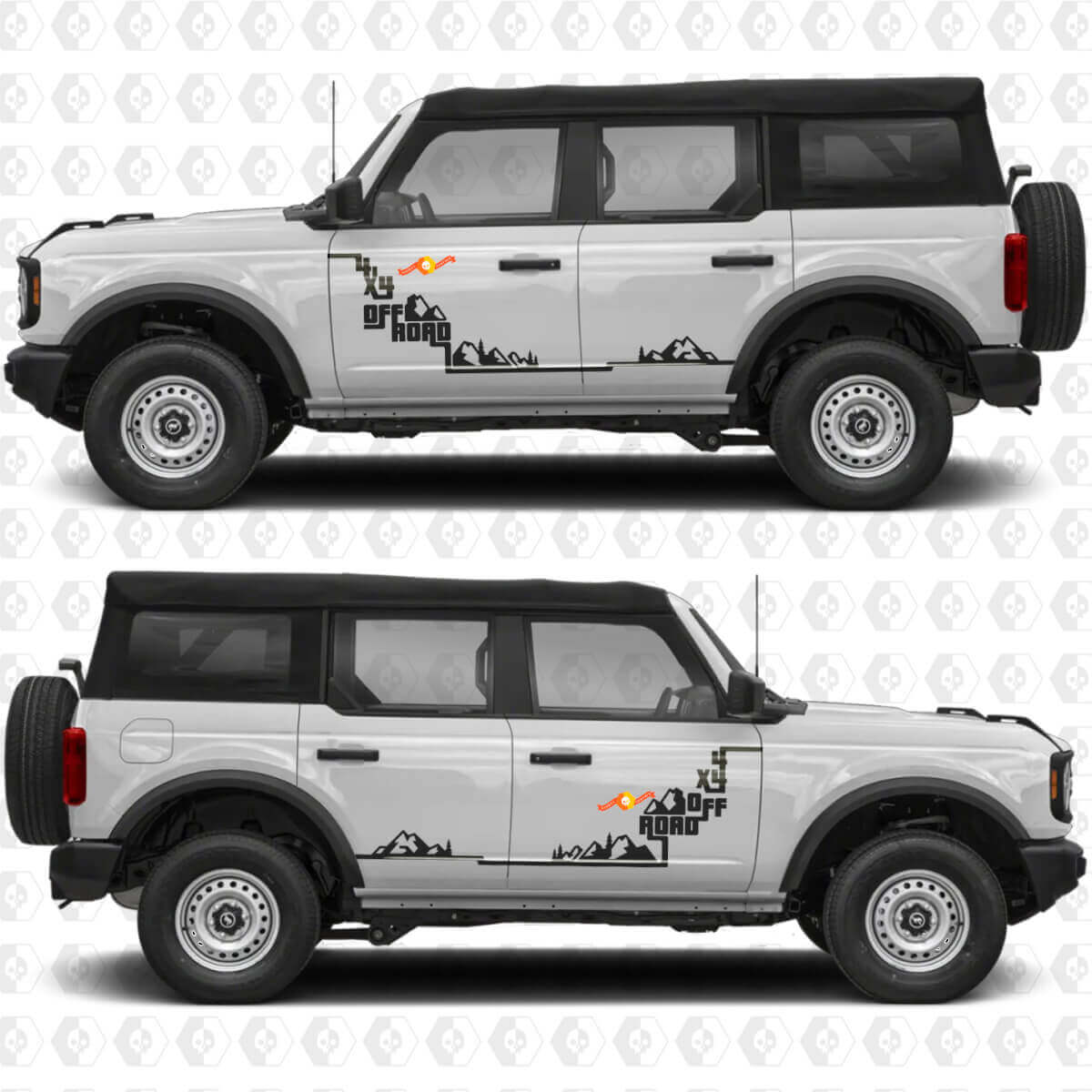 2x 4x4 Off Road Autocollants Graphiques de Marchepied de Portes Latérales pour Ford Bronco