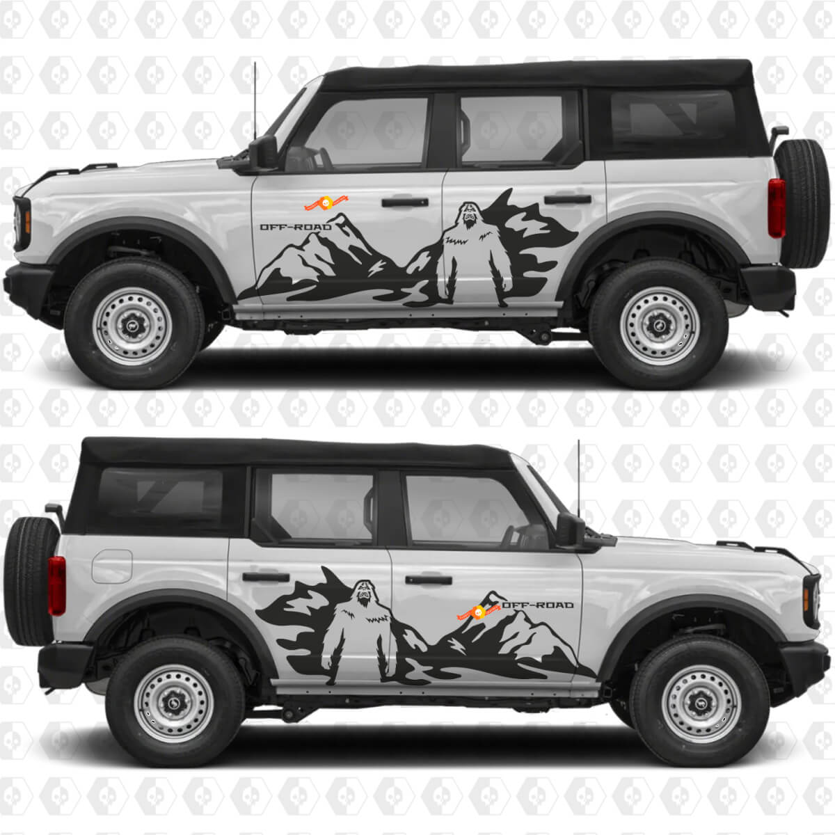 Graphiques Vinyle Autocollant Portes Latérales Montagnes Yeti Off Road compatible avec Ford Bronco