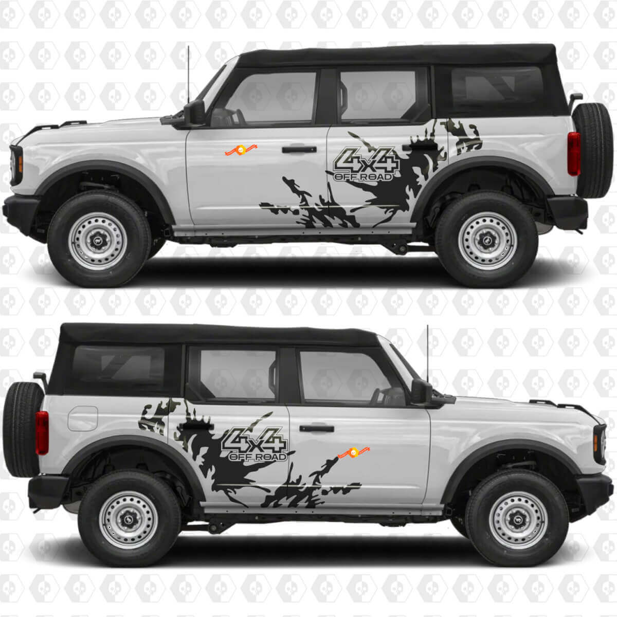 Autocollants en vinyle décoratifs pour portes latérales anti-projection 4x4 tout-terrain adaptés au Ford Bronco