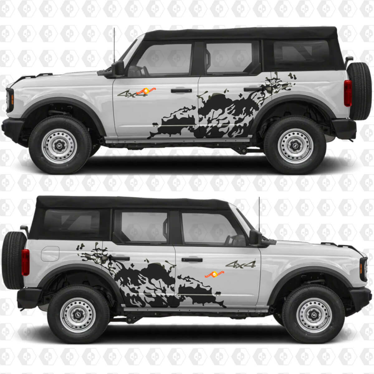Autocollant vinyle de bord de porte anti-éclaboussures tout-terrain 4x4 4 pour Ford Bronco