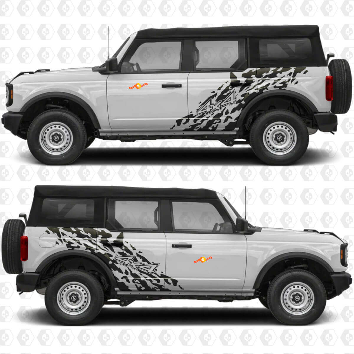 Autocollant en vinyle 4x4 Off Road Splash Side Doors Graphics 3 pour Ford Bronco