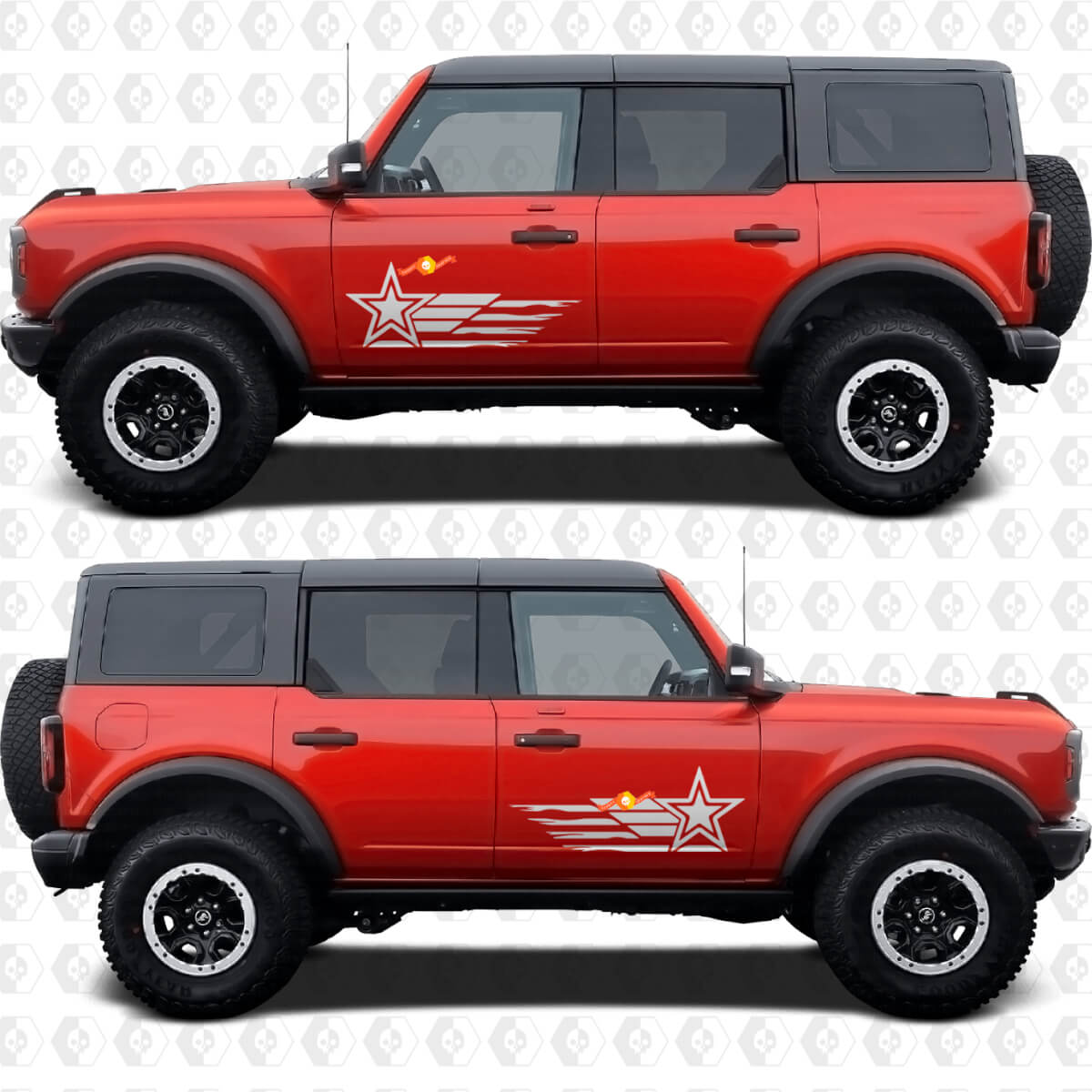 Jeu d'autocollants vinyle drapeau USA étoile militaire pour porte latérale de muscle car cheval