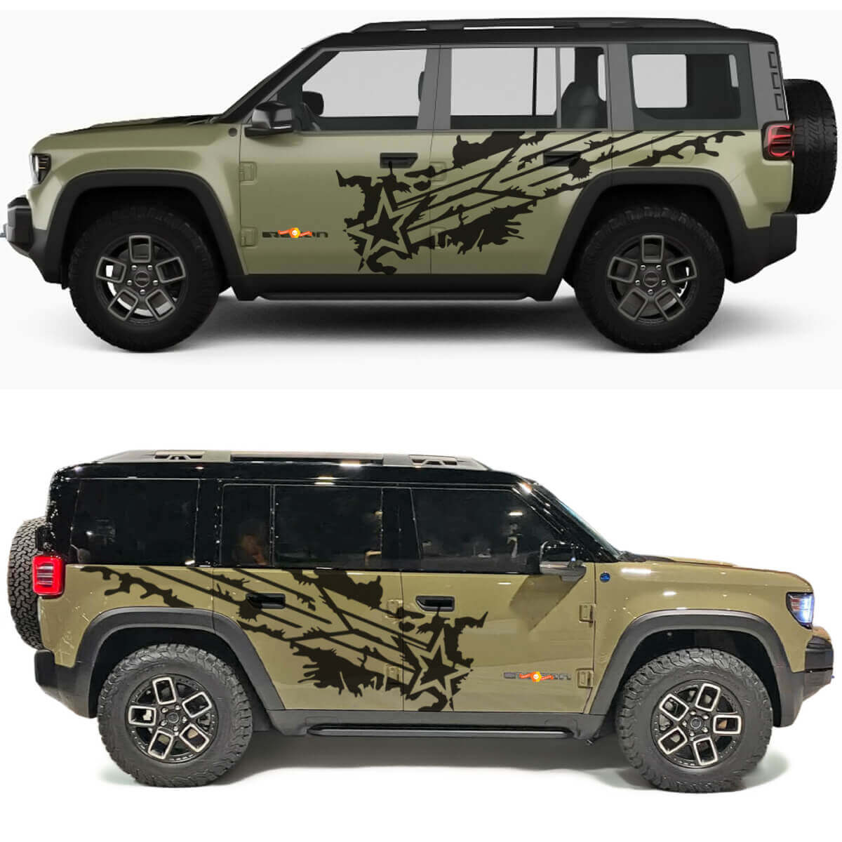 Autocollant vinyle Military Star Splash Side Doors pour Jeep Recon