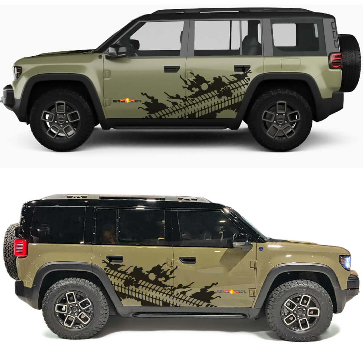 Autocollant en vinyle de boue éclaboussée sur les portes latérales pour Jeep Recon