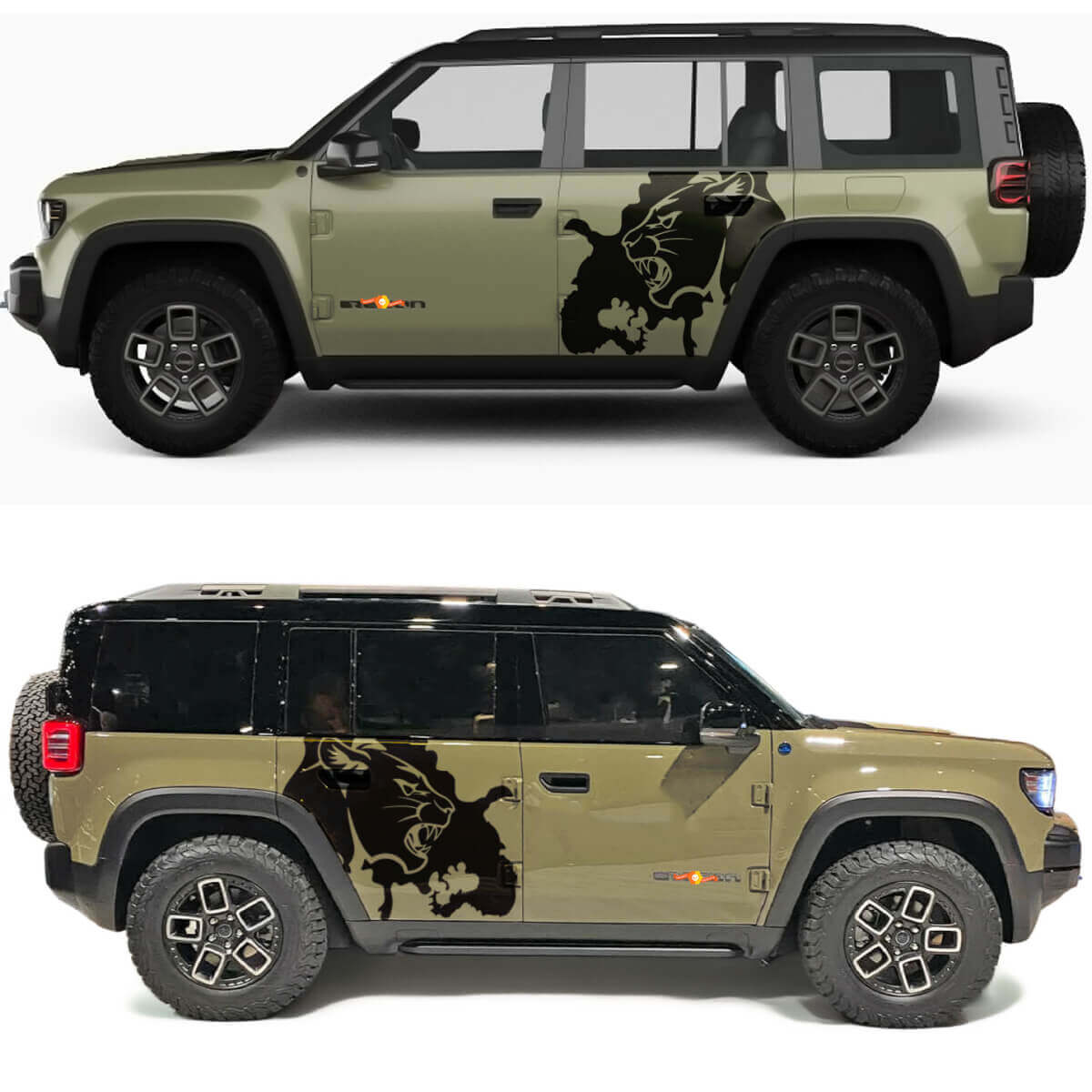 Autocollant en vinyle pour portes latérales Cougar Splash pour Jeep Recon