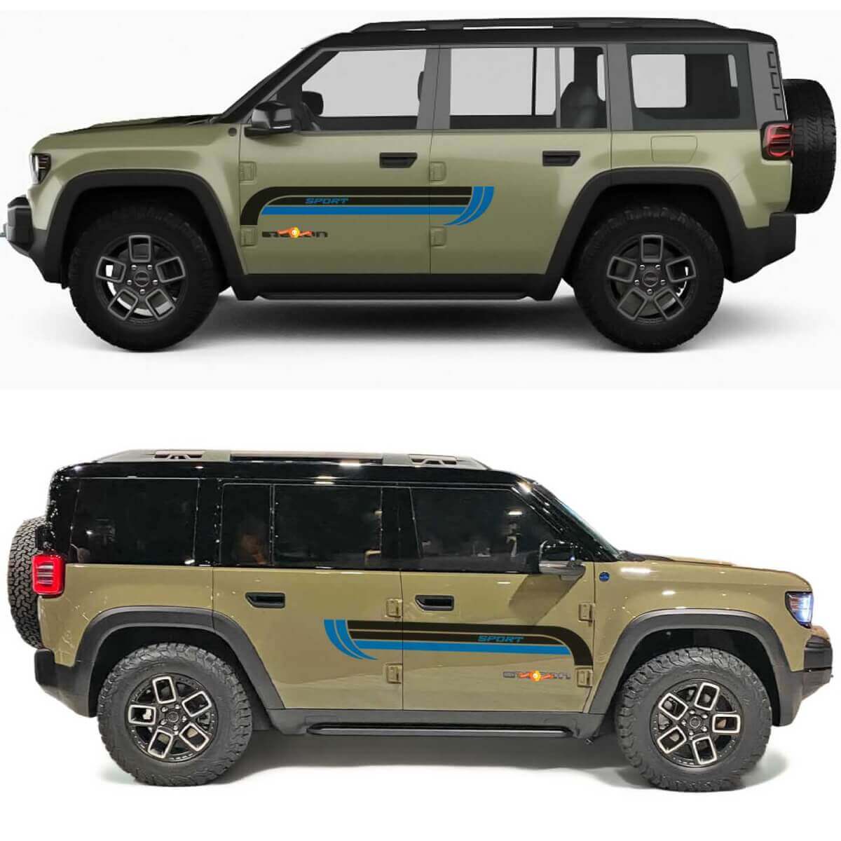 Autocollant en vinyle bandes rétro sport portes latérales pour Jeep Recon