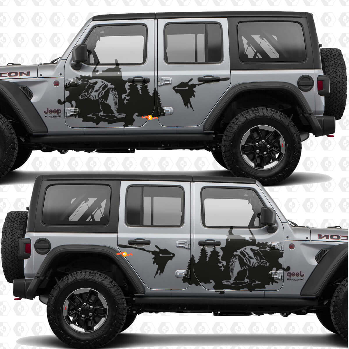 Autocollant vinyle de porte latérale éclaboussure forêt canard colvert compatible Jeep Wrangler