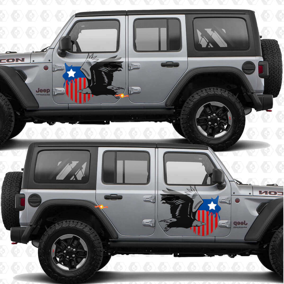 Autocollant en vinyle drapeau étoile militaire aigle chauve portes latérales compatible Jeep Wrangler