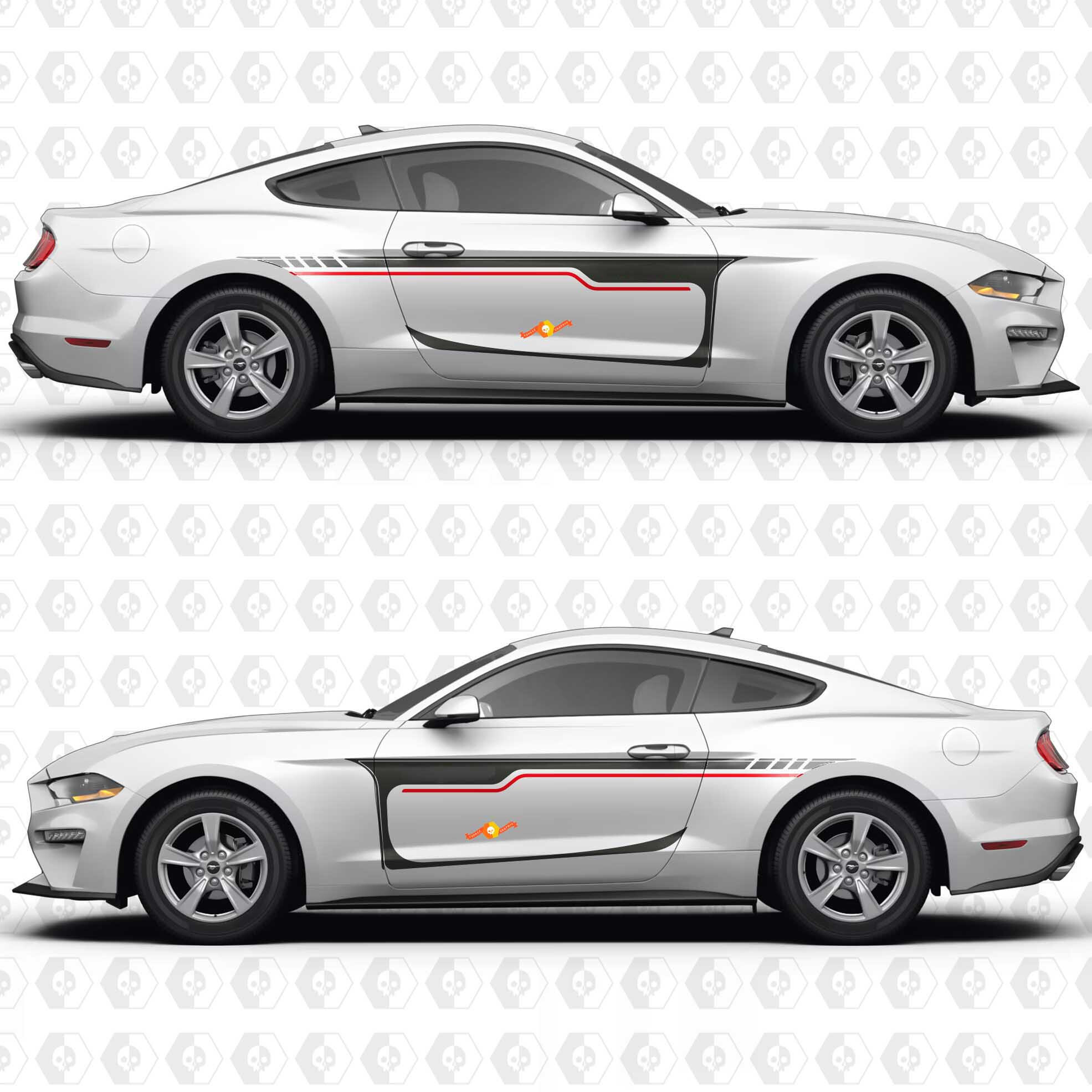 Autocollant Vinyle Décoratif Rayures Classiques Porte Latérale pour Ford Mustang 2014-2023
