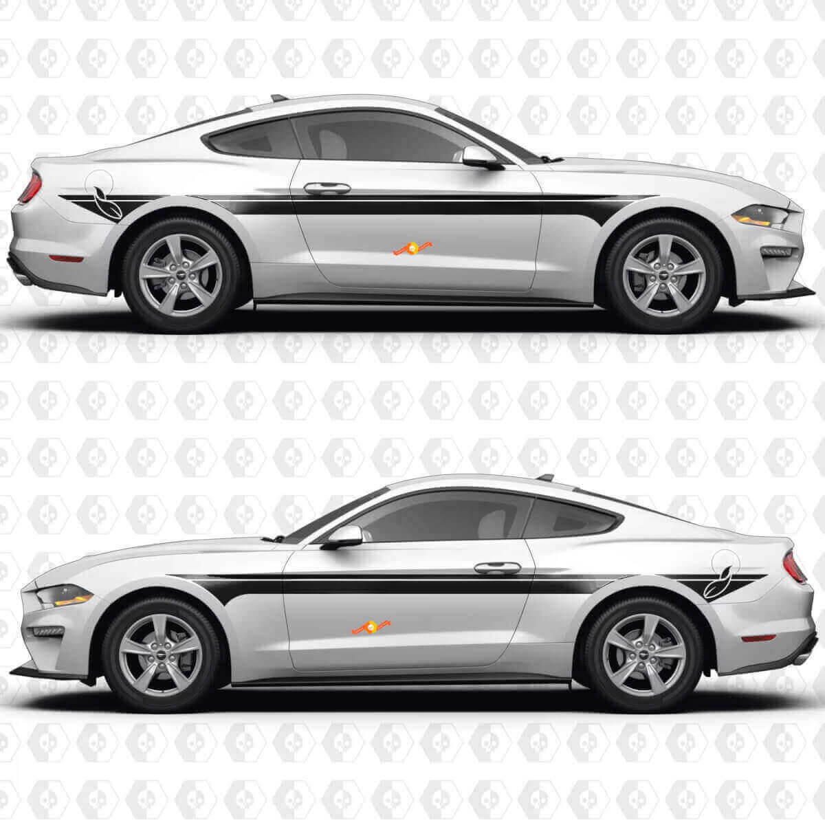 S550 EcoBoost Premium Bandes Parallèles Doubles Portes Latérales Autocollants Vinyle pour Musclecar Musclecarmodel