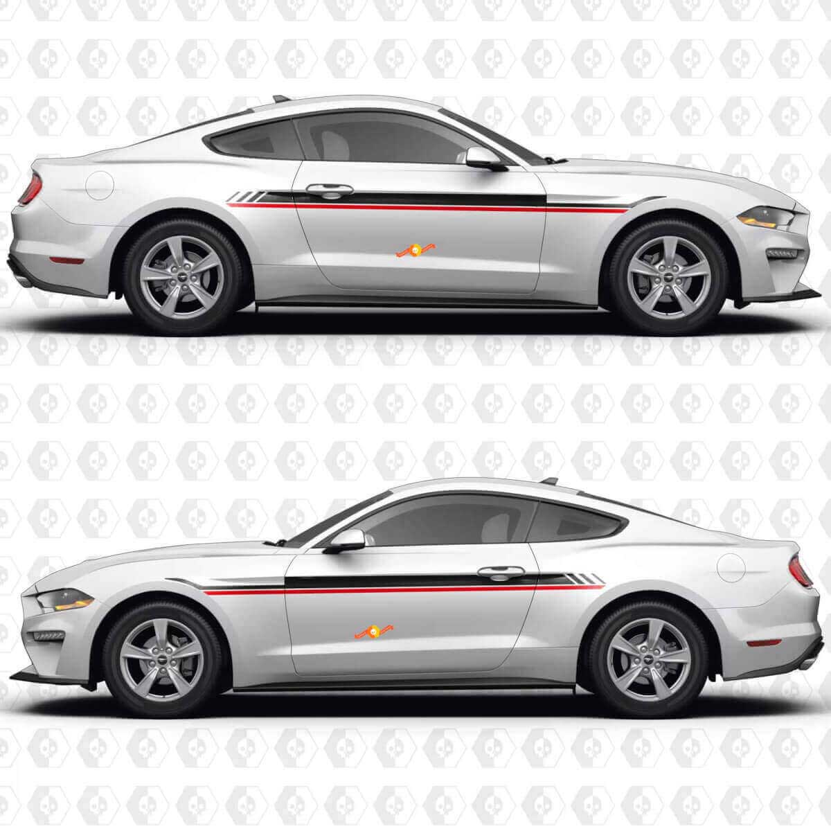 Kit d'autocollants en vinyle à bandes latérales de course pour muscle car Mustang S550