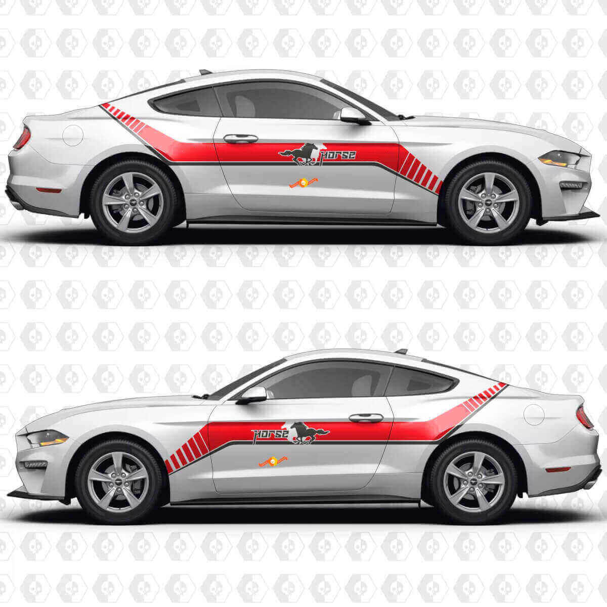 Autocollant Vinyle Décalque Bande Décalage Cheval Portes Latérales pour Musclecar Musclecarmodel