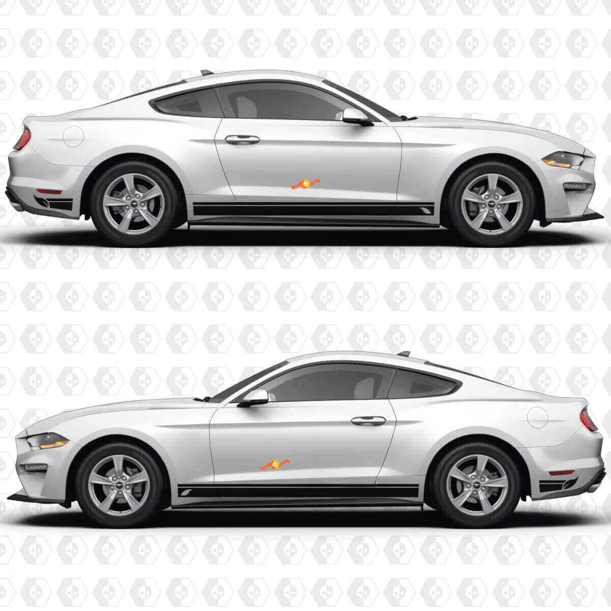 Autocollant vinyle à bandes larges latérales pour porte de muscle car Musclecarmodel