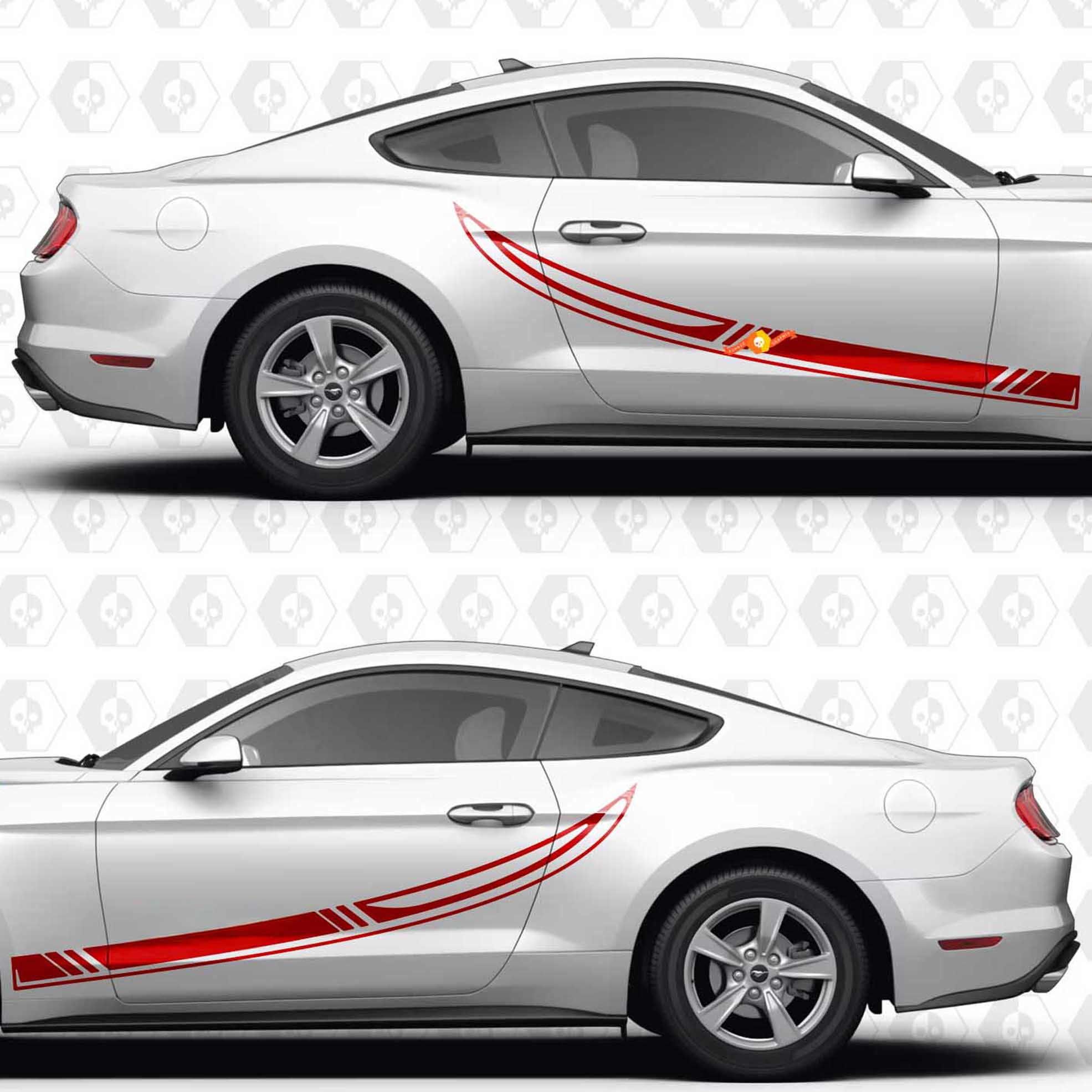 Autocollant en vinyle bandes de course latéral pour porte Ford Mustang