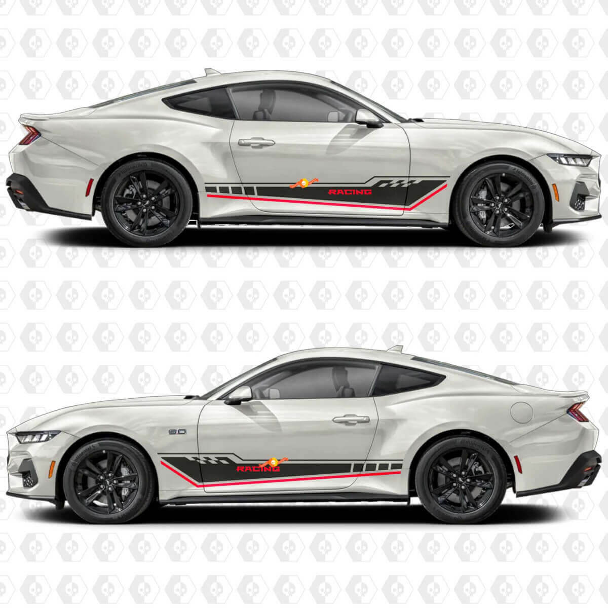 Autocollants en vinyle bandes de course triples pour porte latérale Musclecar Musclecarmodel
