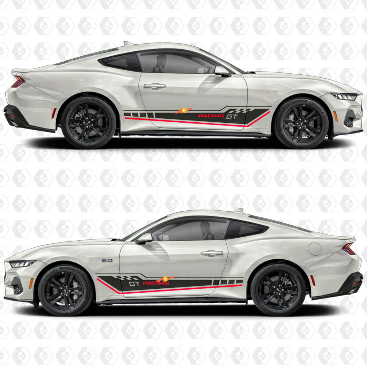 Autocollants en vinyle bandes de course triples pour porte latérale Ford Mustang