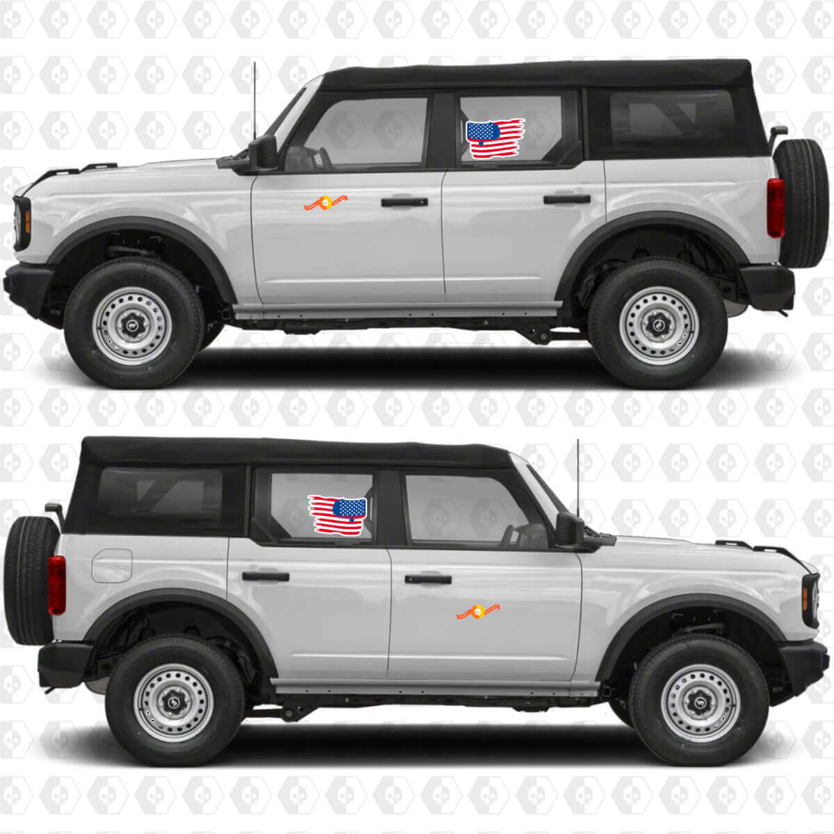 Autocollant vinyle décalcomanie de porte latérale avec drapeau américain vieilli pour Ford Bronco