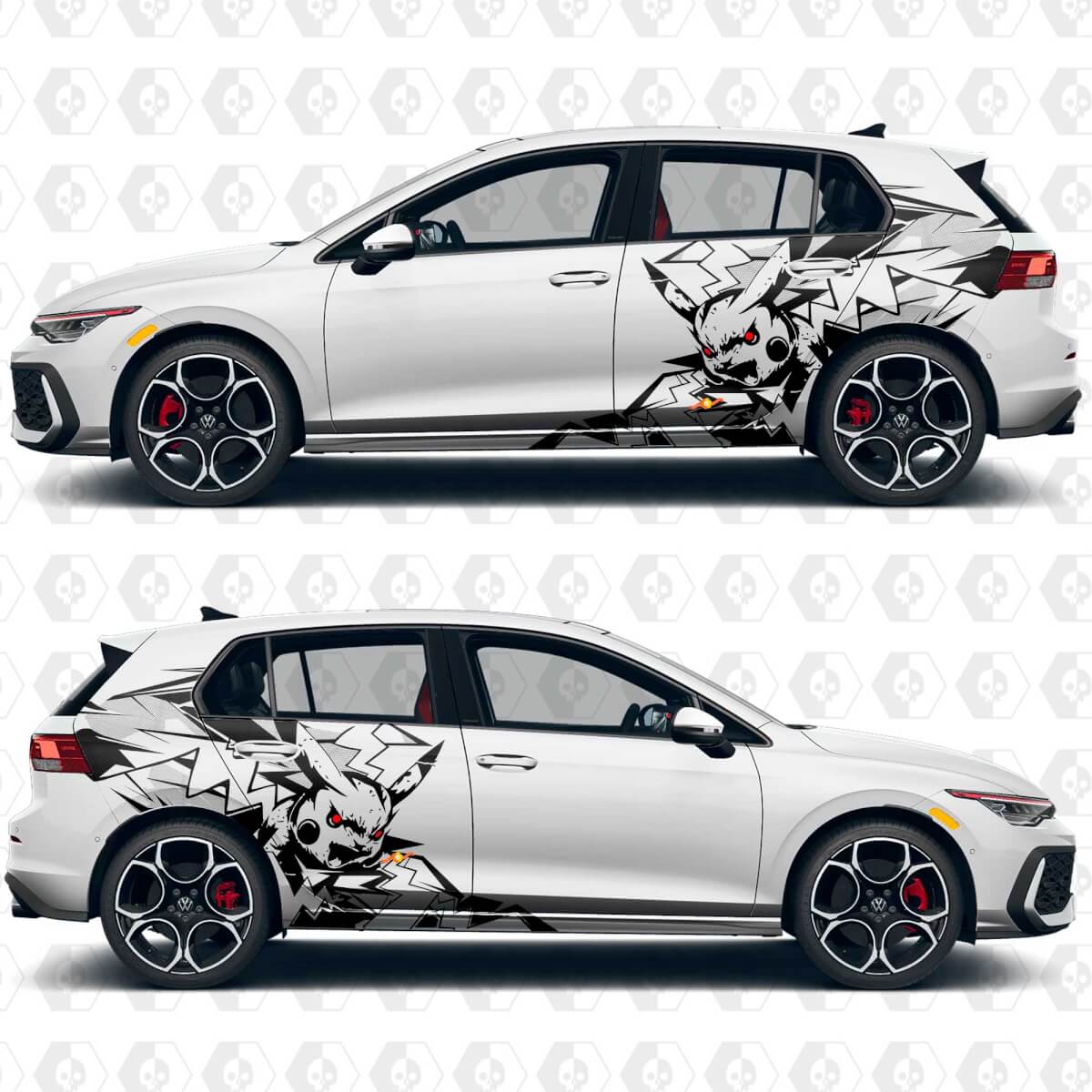 Autocollants vinyle graphiques abstraits éclair Pikachu porte latérale arrière pour Volkswagen Golf