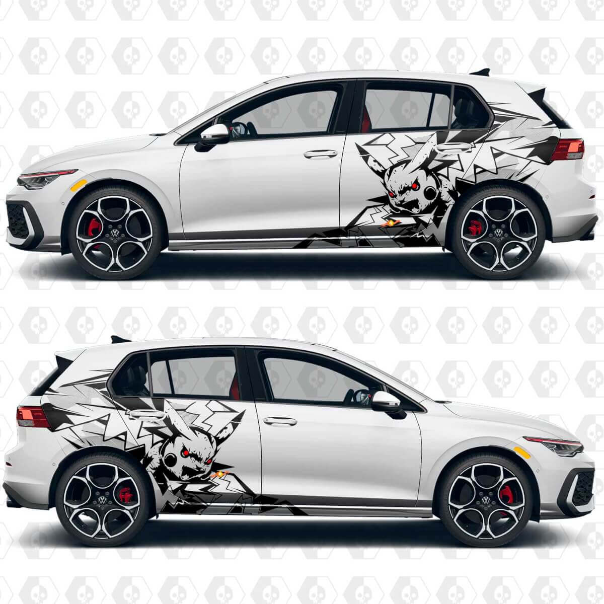 Autocollants vinyle graphiques abstraits éclair Pikachu porte latérale arrière pour Volkswagen Golf
