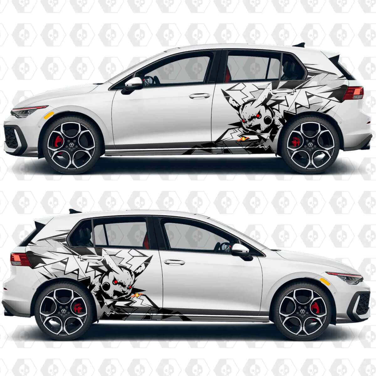 Kit d'autocollants vinyle arrière Pikachu Éclair pour Volkswagen Golf