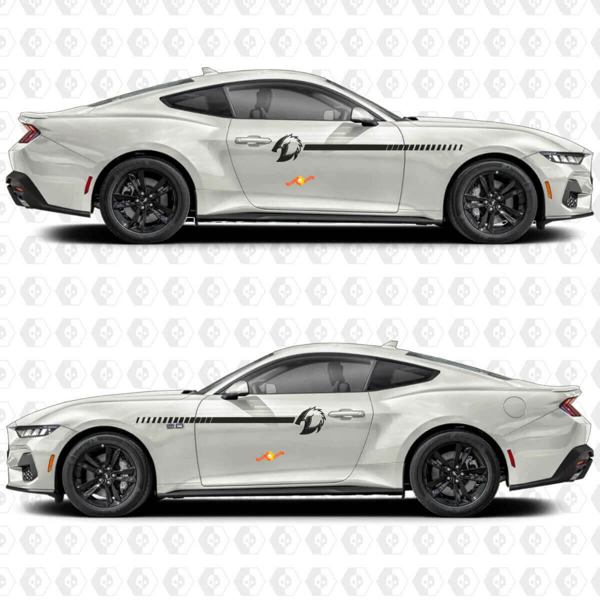 Autocollant Vinyle Décoratif Ombre Cheval pour Portière Latérale de Musclecar Musclecarmodel
