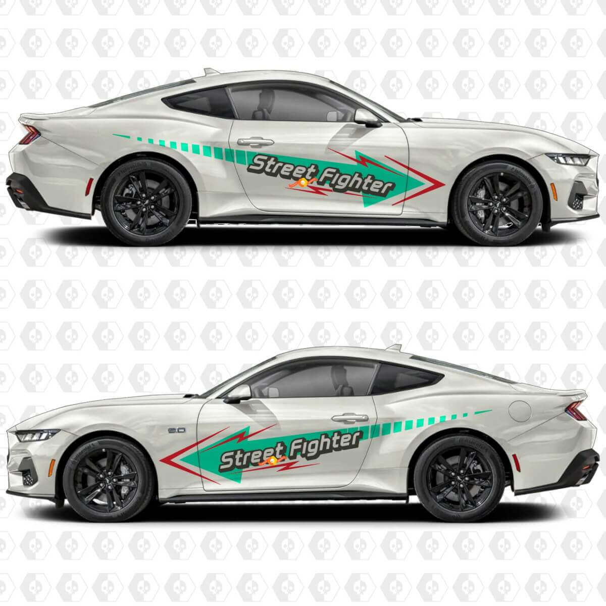 Autocollants vinyles décoratifs Street Fighter Look pour porte latérale Ford Mustang