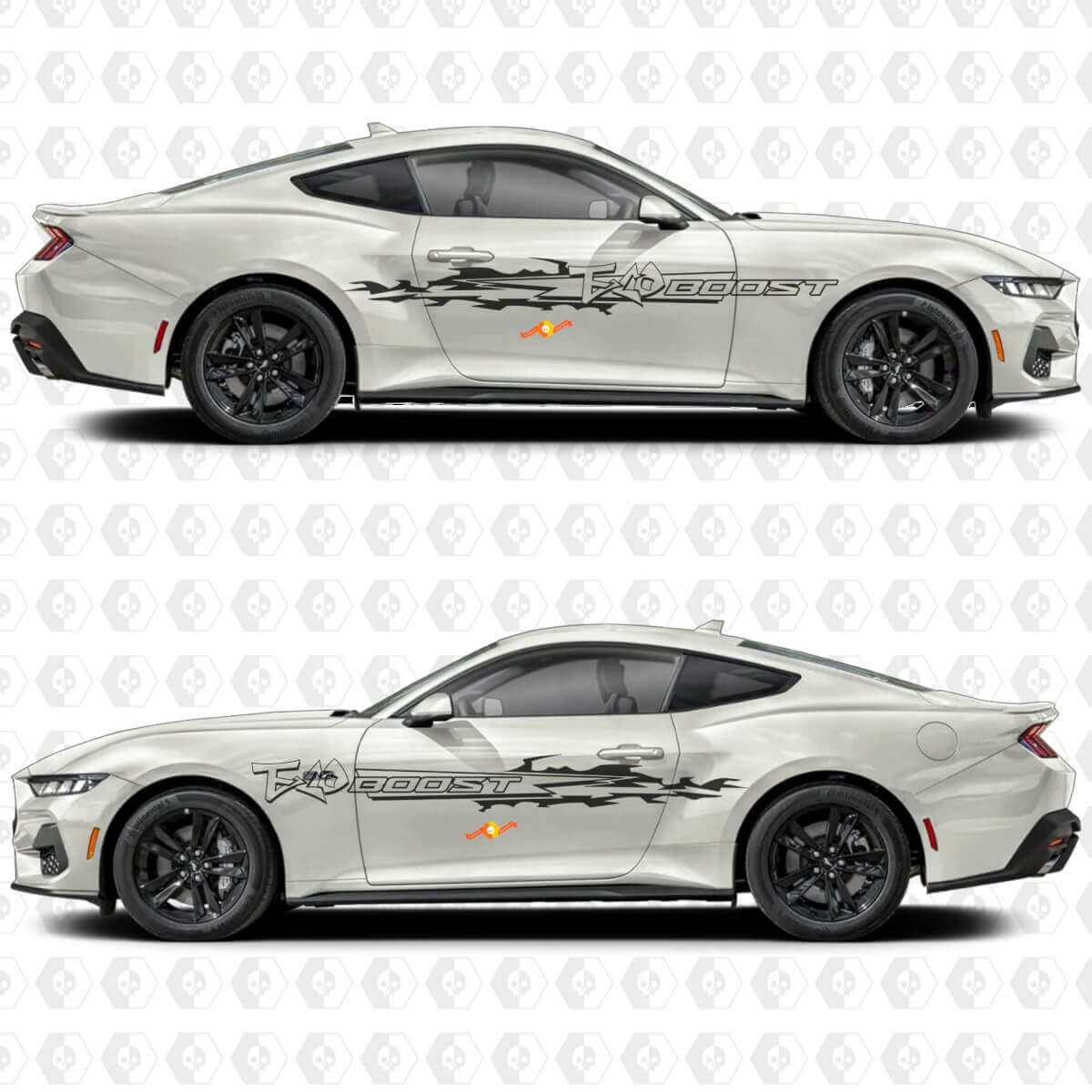 Autocollants en vinyle à bandes de style urbain Eco Boost pour portes latérales Ford Mustang