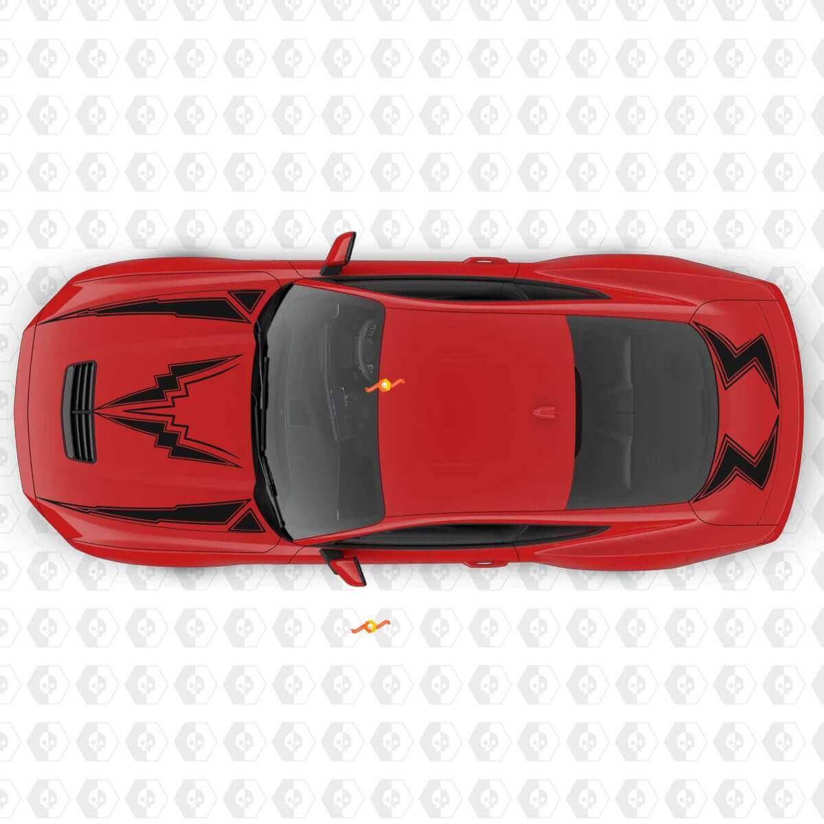 Bande éclair Vinyle autocollant décoratif capot et coffre pour Ford Mustang